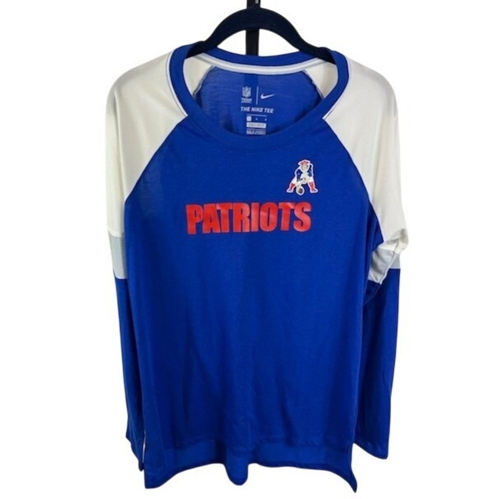 Nike‎ NFL Patriots Men's Size Large Blue Dri-FIT Long Sleeve Tee Shirt